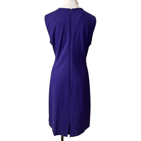 Talbots Sheath Dress 14 Purple Ponte Stretch Career Church Sleeveless - Picture 3 of 10
